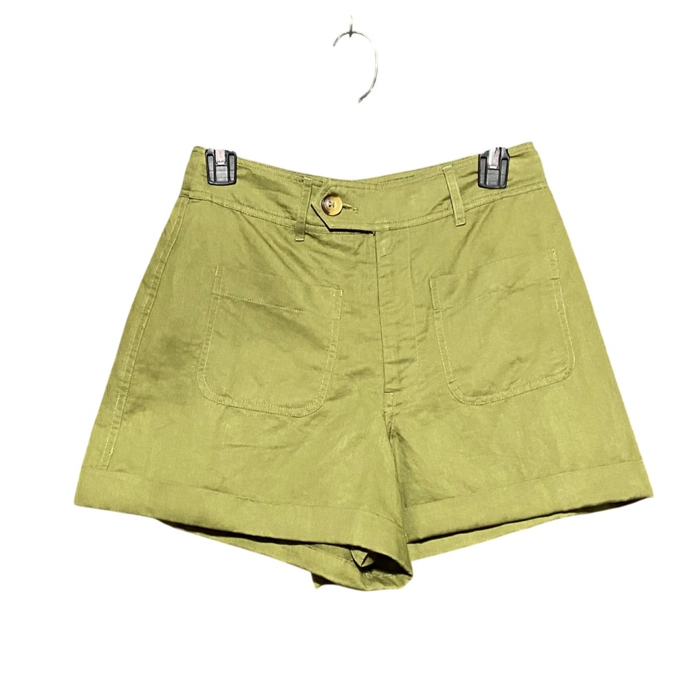 Vineyard Vines Women's Olive Green Linen Blend High Rise Cuffed Shorts Size 00